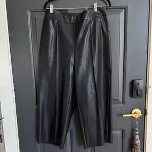 Jason Wu Black Faux Leather Cropped Wide-Leg Pants